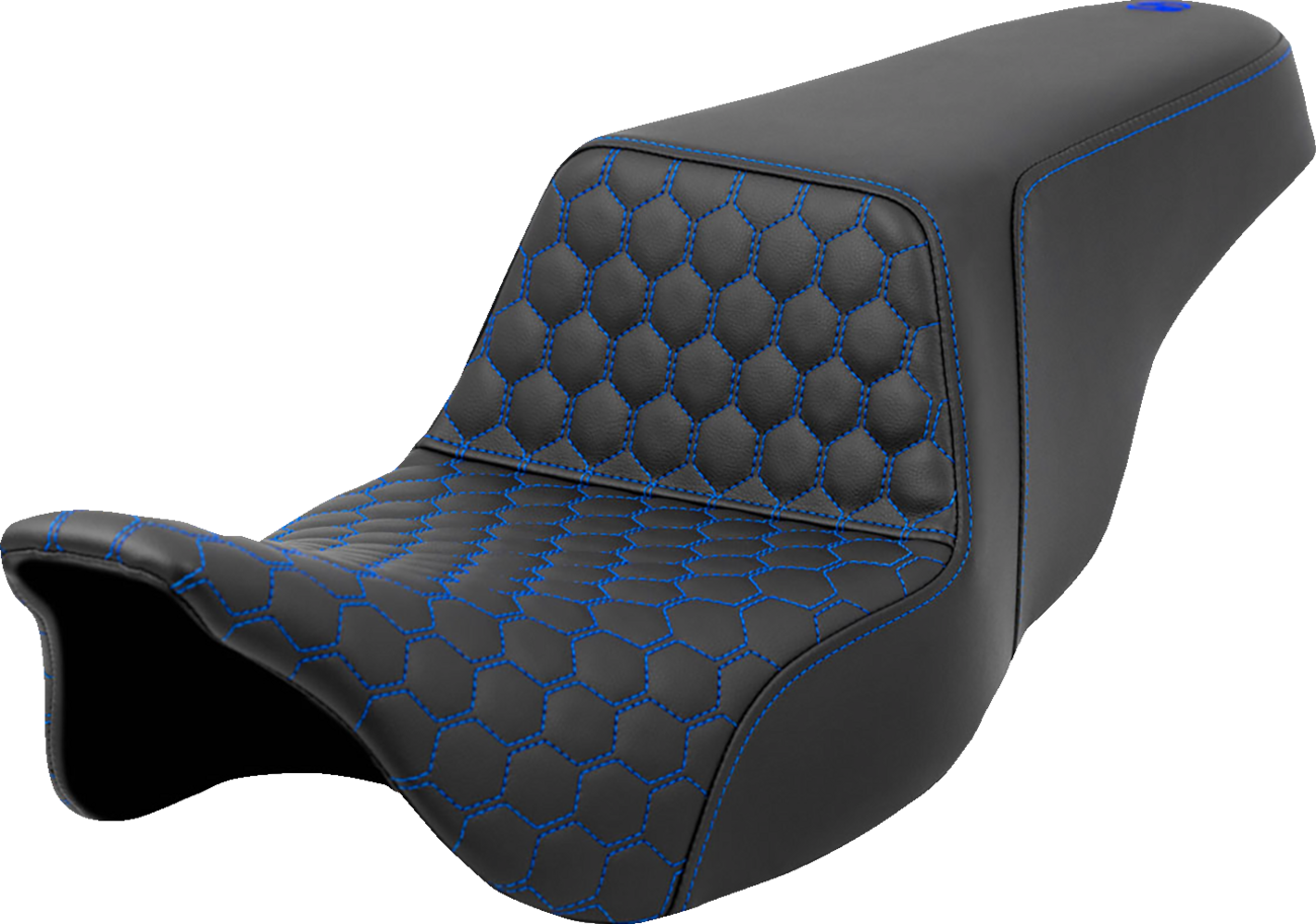 SADDLEMEN Step-Up Seat - Honeycomb - Blue Stitching - FL '08-'23 808-07B-17701 — image 1