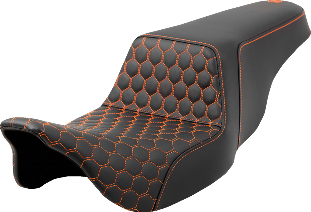 SADDLEMEN Step-Up Seat - Honeycomb - Orange Stitching - FL '08-'23 808-07B-17703 — image 1