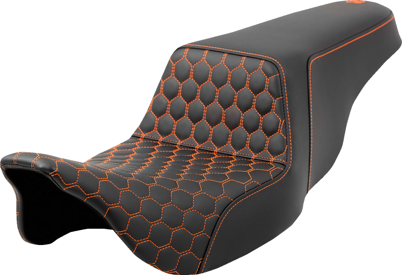 SADDLEMEN Step-Up Seat - Honeycomb - Orange Stitching - FL '08-'23 808-07B-17703 — image 1