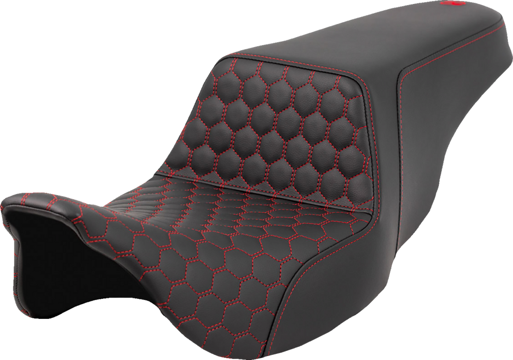 SADDLEMEN Step-Up Seat - Honeycomb - Red Stitching - FL '08-'23 808-07B-17704 — image 1