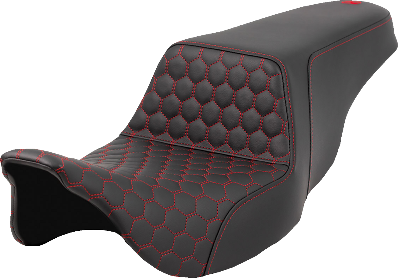 SADDLEMEN Step-Up Seat - Honeycomb - Red Stitching - FL '08-'23 808-07B-17704 — image 1