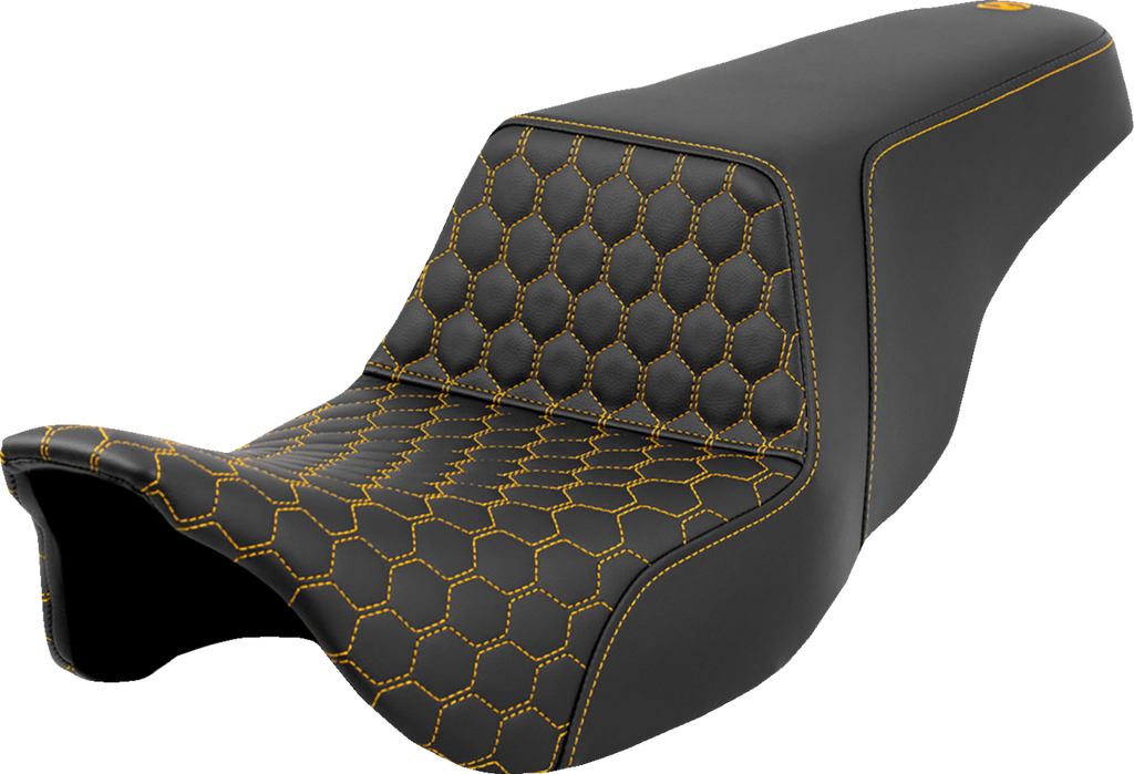 SADDLEMEN Step-Up Seat - Honeycomb - Gold Stitching - FL '08-'23 808-07B-17707 — image 1