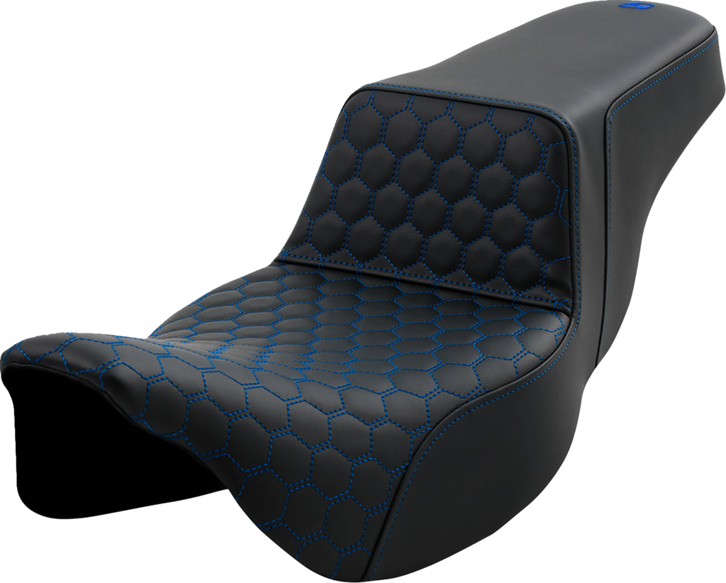 SADDLEMEN Step-Up Seat - Honeycomb - Extended Reach - Blue Stitching - FL '08-'23 808-07B-17801 — image 1