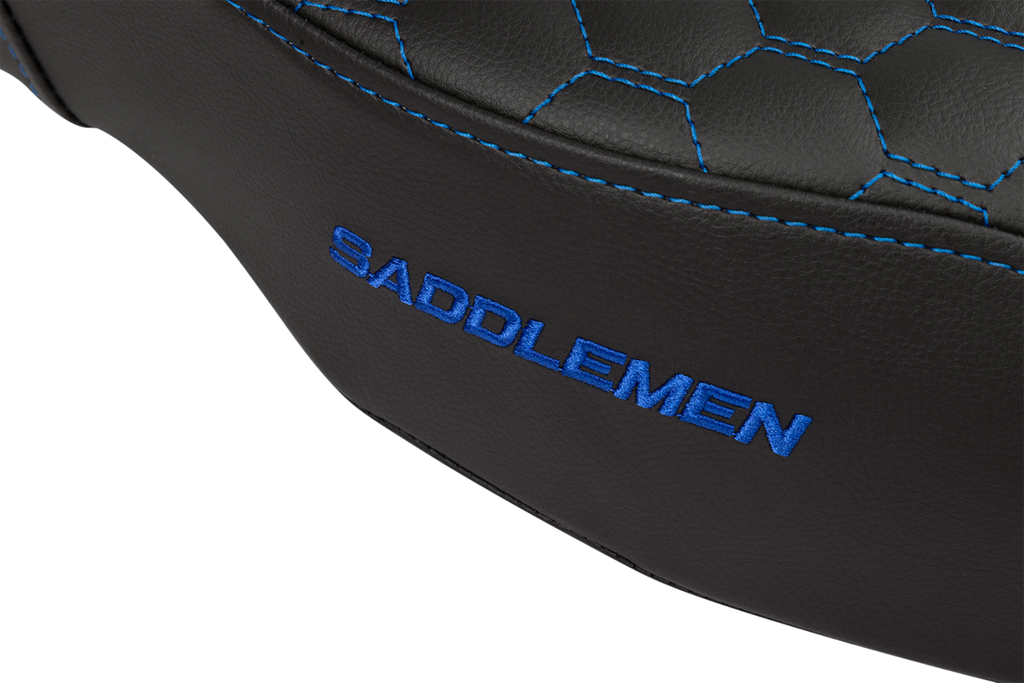 SADDLEMEN Step-Up Seat - Honeycomb - Extended Reach - Blue Stitching - FL '08-'23 808-07B-17801 — image 2