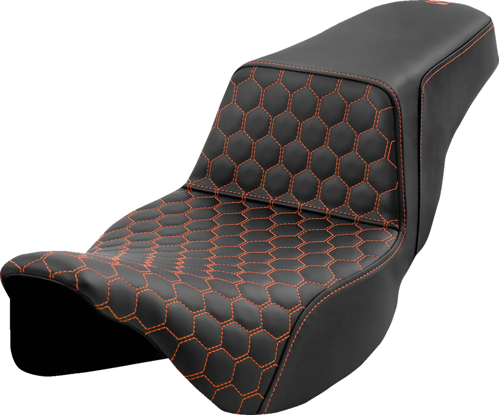 SADDLEMEN Step-Up Seat - Honeycomb - Extended Reach - Orange Stitching - FL '08-'23 808-07B-17803 — image 1