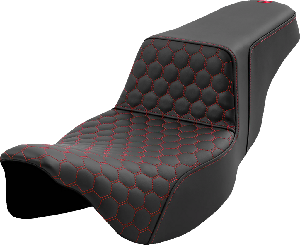 SADDLEMEN Step-Up Seat - Honeycomb - Extended Reach - Red Stitching - FL '08-'23 808-07B-17804 — image 1