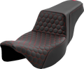 SADDLEMEN Step-Up Seat - Honeycomb - Extended Reach - Red Stitching - FL '08-'23 808-07B-17804 — image 1