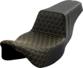SADDLEMEN Step-Up Seat - Honeycomb - Extended Reach - Gold Stitching - FL '08-'23 808-07B-17807 — image 1