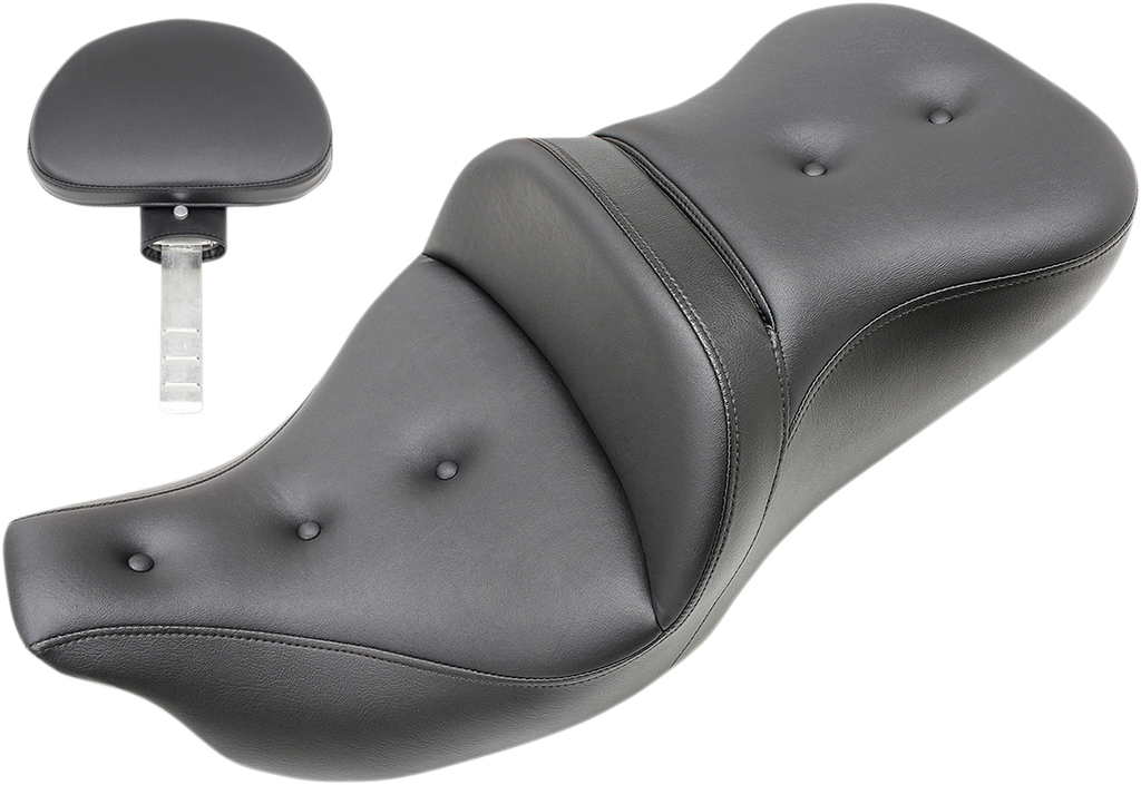 SADDLEMEN Roadsofa™ Seat - Pillow Top - with Backrest - Black - FLH/FLT '09-'24 808-07B-181TBR — image 1