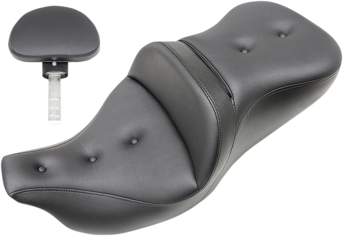 SADDLEMEN Roadsofa™ Seat - Pillow Top - with Backrest - Black - FLH/FLT '09-'24 808-07B-181TBR — image 1