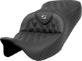SADDLEMEN Roadsofa™ Seat - Lattice Stitch - Dark Gray Stitch - without Backrest - FLH/FLT '08-'23 808-07B-18202 — image 1