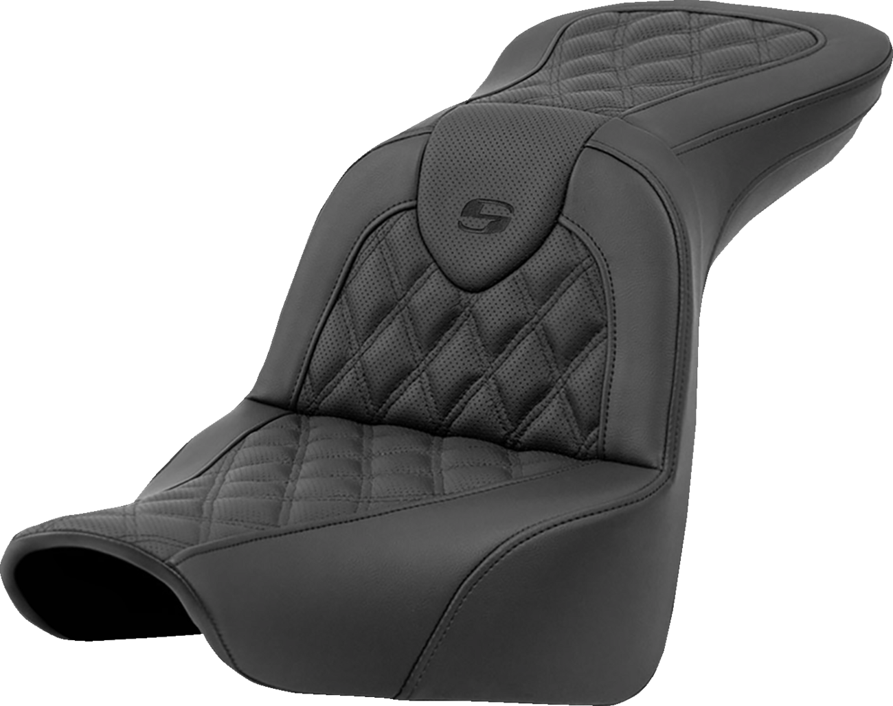 SADDLEMEN Roadsofa™ Seat - Lattice Stitch - Orange Stitch - without Backrest - FLH/FLT '08-'23 808-07B-18203 — image 2