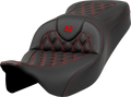 SADDLEMEN Roadsofa™ Seat - Lattice Stitch - Red Stitch - without Backrest - FLH/FLT '08-'23 808-07B-18204 — image 1