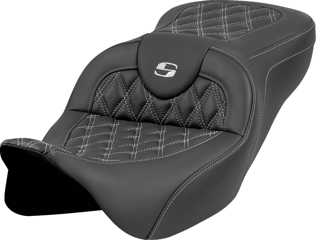 SADDLEMEN Roadsofa™ Seat - Lattice Stitch - Silver Stitch - w/o Backrest - FL '08-'23 808-07B-18205 — image 1