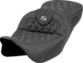 SADDLEMEN Roadsofa™ Seat - Lattice Stitch - Silver Stitch - w/o Backrest - FL '08-'23 808-07B-18205 — image 1