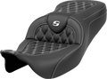 SADDLEMEN Roadsofa™ Seat - Lattice Stitch - White Stitch - without Backrest - FLH/FLT '08-'23 808-07B-18206 — image 1