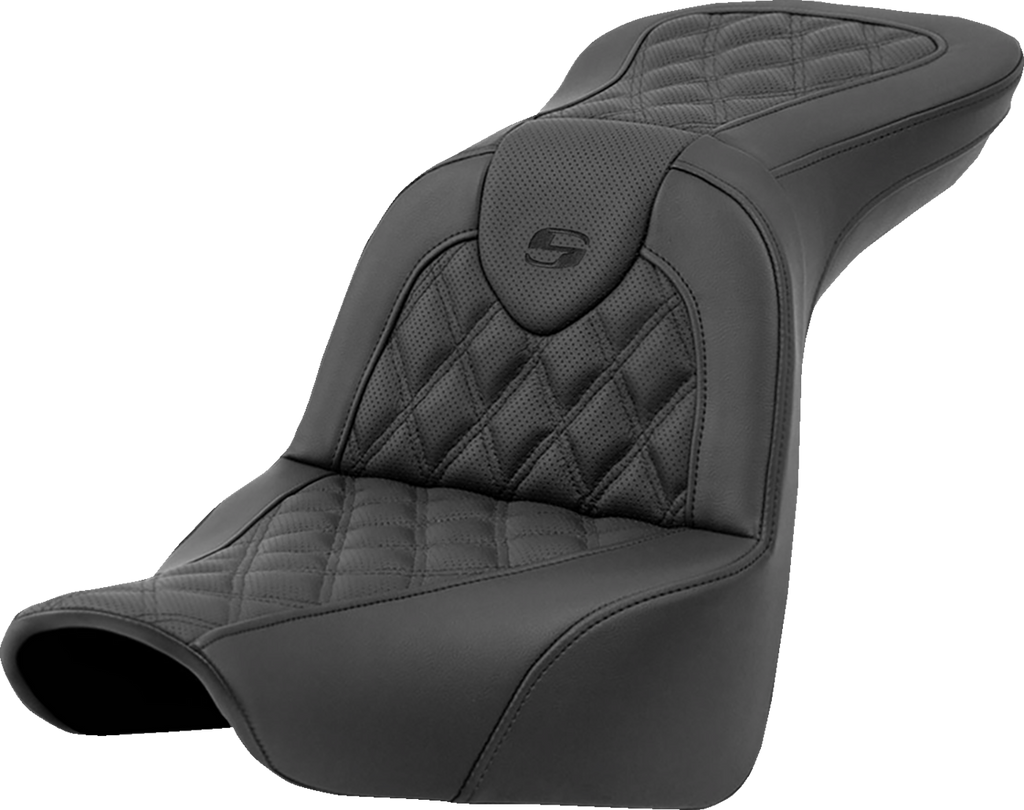 SADDLEMEN Roadsofa™ Seat - Lattice Stitch - White Stitch - without Backrest - FLH/FLT '08-'23 808-07B-18206 — image 2