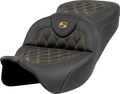 SADDLEMEN Roadsofa™ Seat - Lattice Stitch - Gold Stitch - w/o Backrest - FL '08-'23 808-07B-18207 — image 1