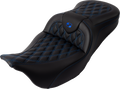 SADDLEMEN Roadsofa™ Seat - with Backrest - Blue Stitch - FL '08-'23 808-07B-182B1 — image 1