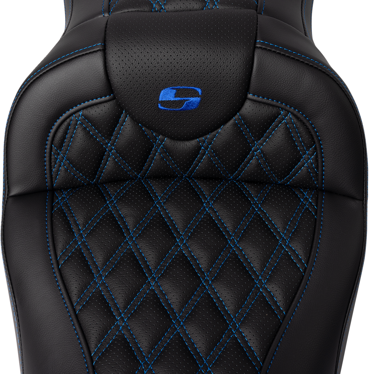 SADDLEMEN Roadsofa™ Seat - with Backrest - Blue Stitch - FL '08-'23 808-07B-182B1 — image 4