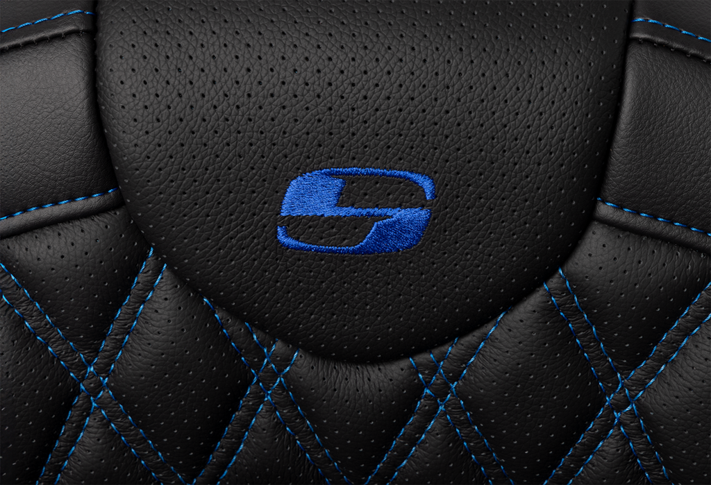 SADDLEMEN Roadsofa™ Seat - with Backrest - Blue Stitch - FL '08-'23 808-07B-182B1 — image 5
