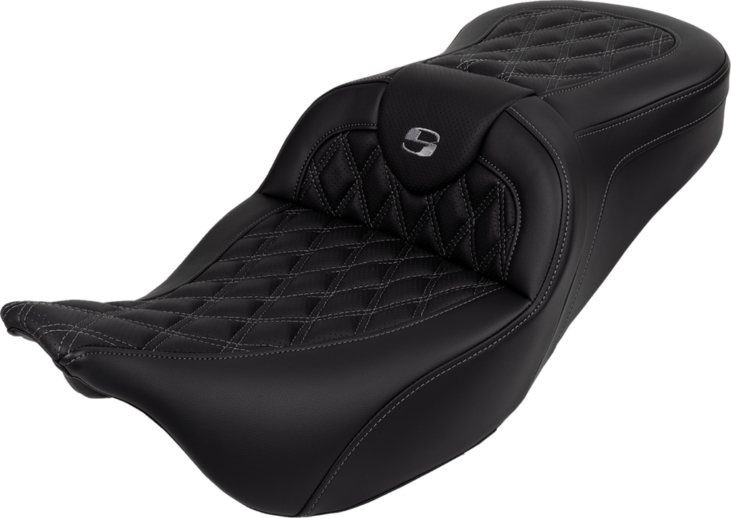 SADDLEMEN Roadsofa™ Seat - with Backrest - Dark Gray Stitch - FL '08-'23 808-07B-182B2 — image 1