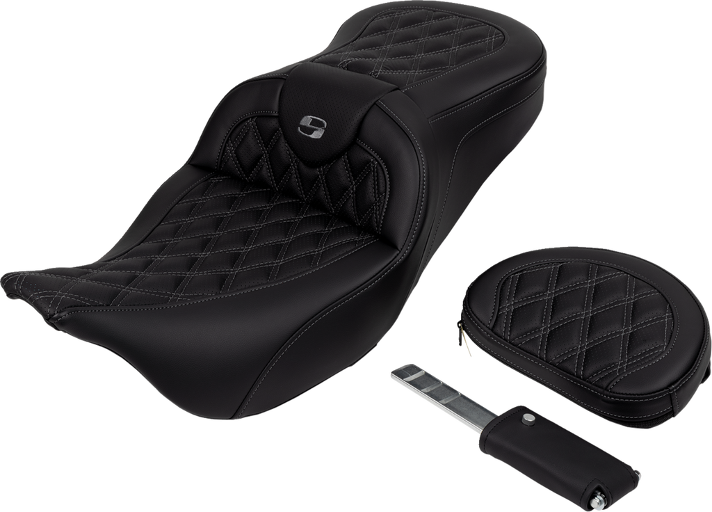 SADDLEMEN Roadsofa™ Seat - with Backrest - Dark Gray Stitch - FL '08-'23 808-07B-182B2 — image 4
