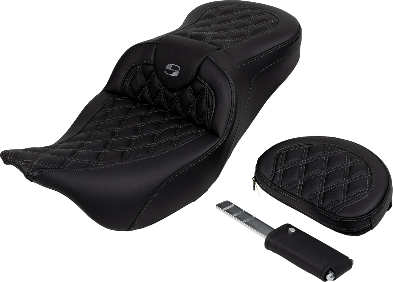 SADDLEMEN Roadsofa™ Seat - with Backrest - Dark Gray Stitch - FL '08-'23 808-07B-182B2 — image 4