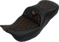 SADDLEMEN Roadsofa™ Seat - with Backrest - Orange Stitch - FL '08-'23 808-07B-182B3 — image 1