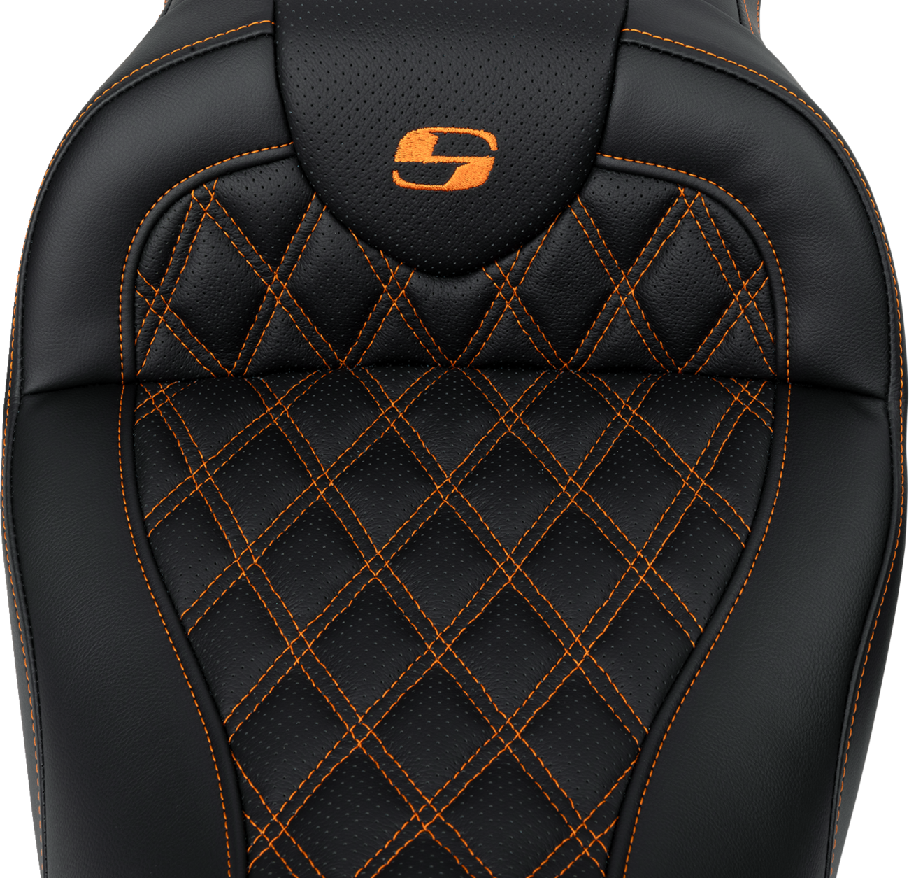 SADDLEMEN Roadsofa™ Seat - with Backrest - Orange Stitch - FL '08-'23 808-07B-182B3 — image 2