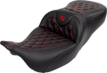 SADDLEMEN Roadsofa™ Seat - with Backrest - Red Stitch - FL '08-'23 808-07B-182B4 — image 1