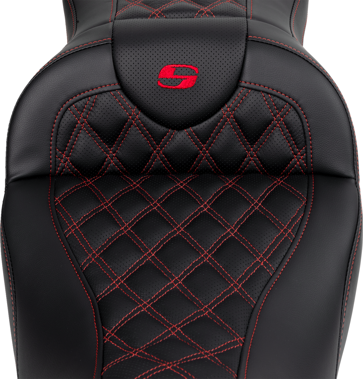 SADDLEMEN Roadsofa™ Seat - with Backrest - Red Stitch - FL '08-'23 808-07B-182B4 — image 2