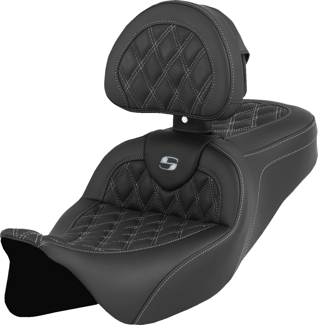 SADDLEMEN Roadsofa™ Seat - with Backrest - Silver Stitch - FL '08-'23 808-07B-182B5 — image 2