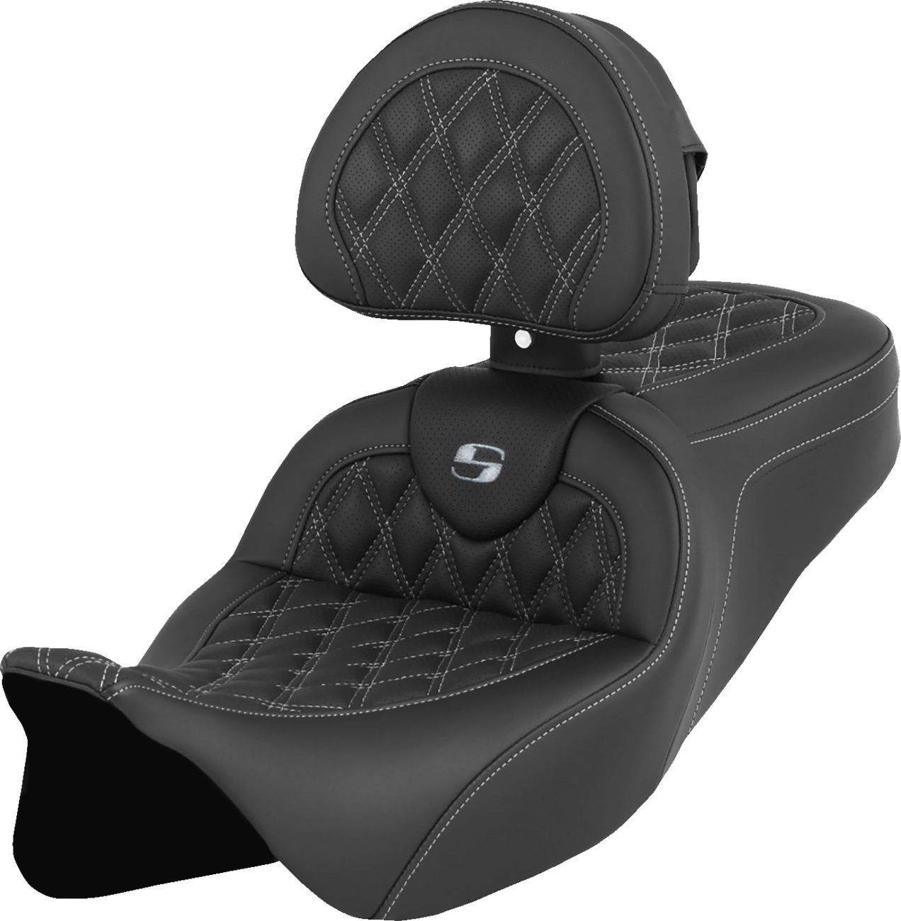 SADDLEMEN Roadsofa™ Seat - with Backrest - Silver Stitch - FL '08-'23 808-07B-182B5 — image 2