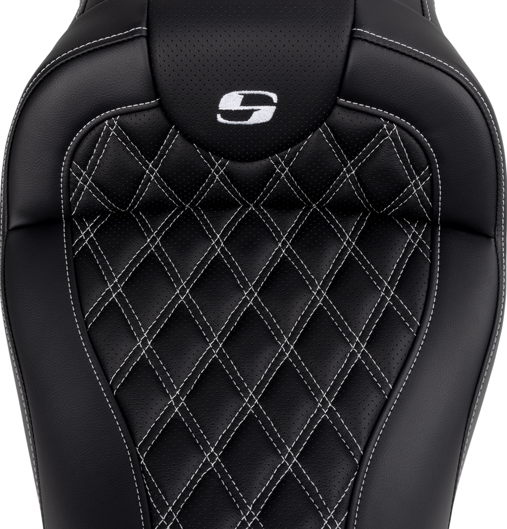 SADDLEMEN Roadsofa™ Seat - with Backrest - White Stitch - FL '08-'23 808-07B-182B6 — image 2