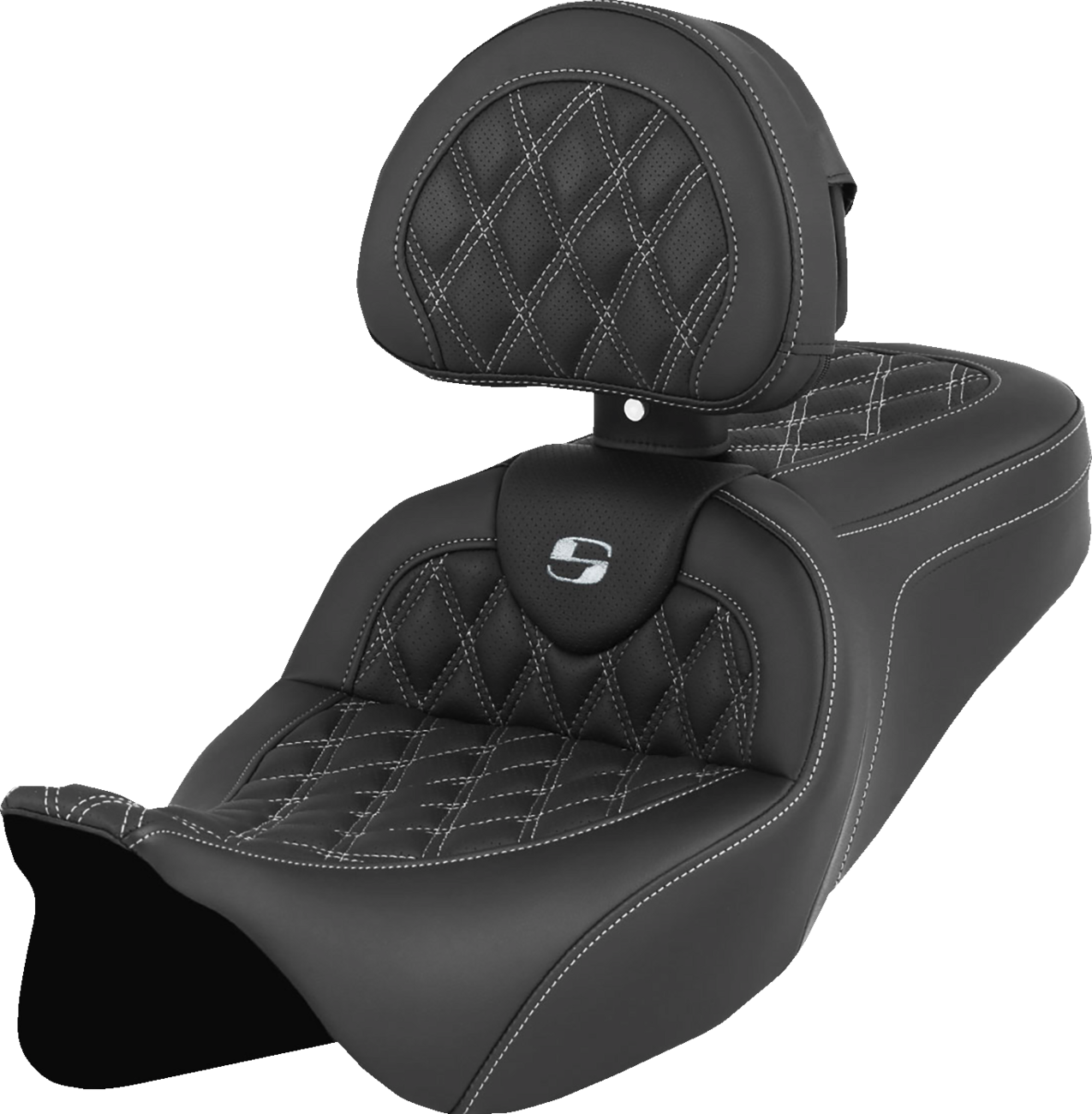 SADDLEMEN Roadsofa™ Seat - with Backrest - White Stitch - FL '08-'23 808-07B-182B6 — image 3