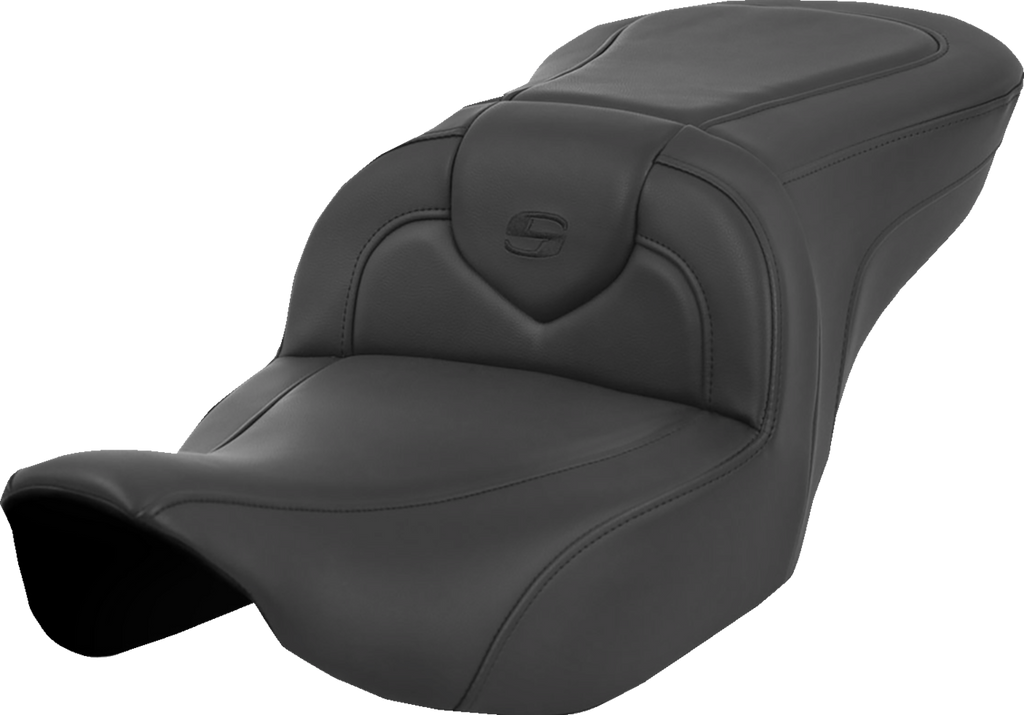 SADDLEMEN Roadsofa™ Seat - Lattice Stitch - Gold Stitch - w/ Backrest - FL '08-'23 808-07B-182B7 — image 2