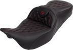 SADDLEMEN Roadsofa™ Seat - with Backrest - Wine Berry Stitch - FL '08-'23 808-07B-182B8 — image 1