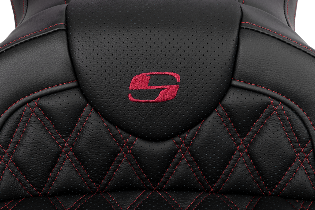 SADDLEMEN Roadsofa™ Seat - with Backrest - Wine Berry Stitch - FL '08-'23 808-07B-182B8 — image 2