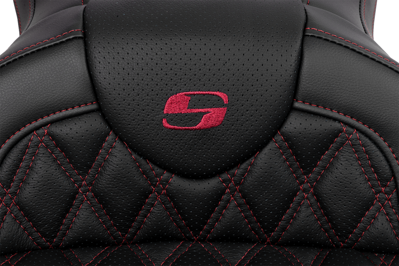 SADDLEMEN Roadsofa™ Seat - with Backrest - Wine Berry Stitch - FL '08-'23 808-07B-182B8 — image 2