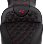 SADDLEMEN Roadsofa™ Seat - with Backrest - Wine Berry Stitch - FL '08-'23 808-07B-182B8 — image 3