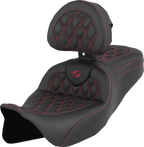 SADDLEMEN Roadsofa™ Seat - with Backrest - Wine Berry Stitch - FL '08-'23 808-07B-182B8 — image 4