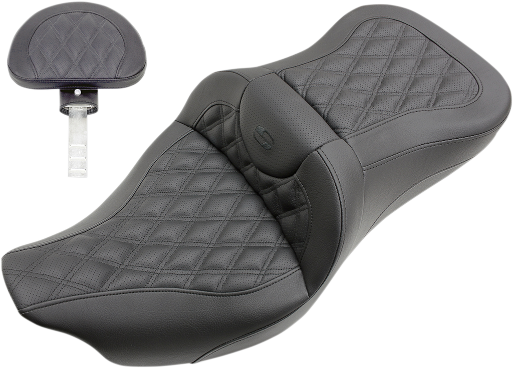 SADDLEMEN Roadsofa™ Seat - Full Lattice Stitch - with Backrest - FL '08-'24 808-07B-182BR — image 1