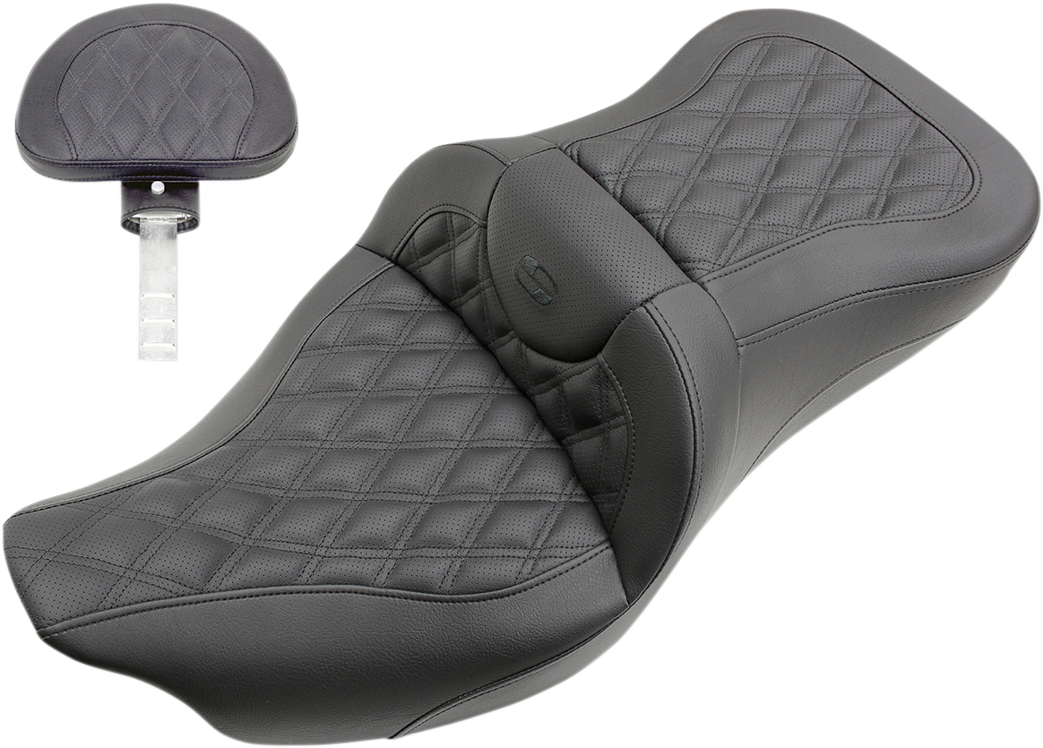 SADDLEMEN Roadsofa™ Seat - Full Lattice Stitch - with Backrest - FL '08-'24 808-07B-182BR — image 1