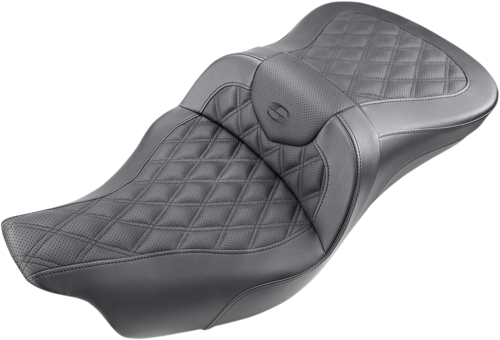 SADDLEMEN Roadsofa™ Seat - Full Lattice Stitch - without Backrest - Black - FL '09-'24 808-07B-182T — image 1