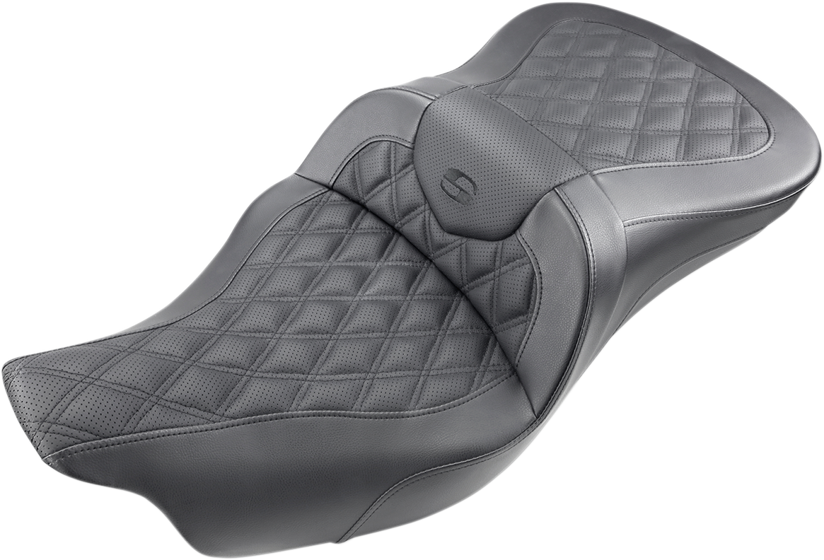 SADDLEMEN Roadsofa™ Seat - Full Lattice Stitch - without Backrest - Black - FL '09-'24 808-07B-182T — image 1