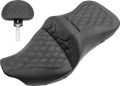 SADDLEMEN Roadsofa™ Seat - Heated - Full Lattice Stitch - with Backrest - Black - FL '09-'24 808-07B-182TBRH — image 1