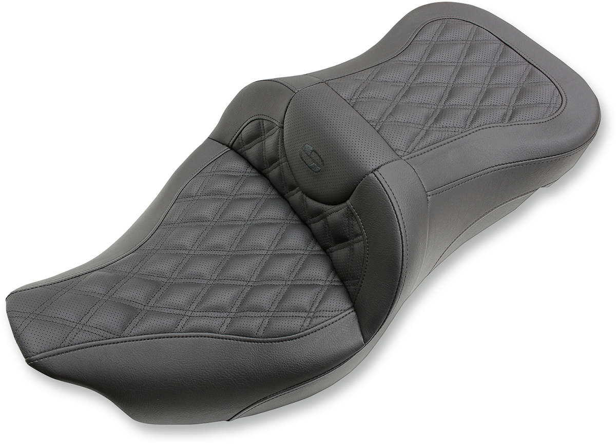 SADDLEMEN Extended Reach Roadsofa™ Seat - Lattice Stitched - without Backrest - FL '08-'24 808-07B-184 — image 1