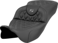 SADDLEMEN Roadsofa™ Extended Reach Seat - Lattice Stitch - Gray Stitch - without Backrest - FL '08-'23 808-07B-18402 — image 1