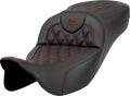 SADDLEMEN Extended Reach Roadsofa™ Seat - Lattice Stitch - Red Stitch - without Backrest - FL '08-'24 808-07B-18404 — image 1